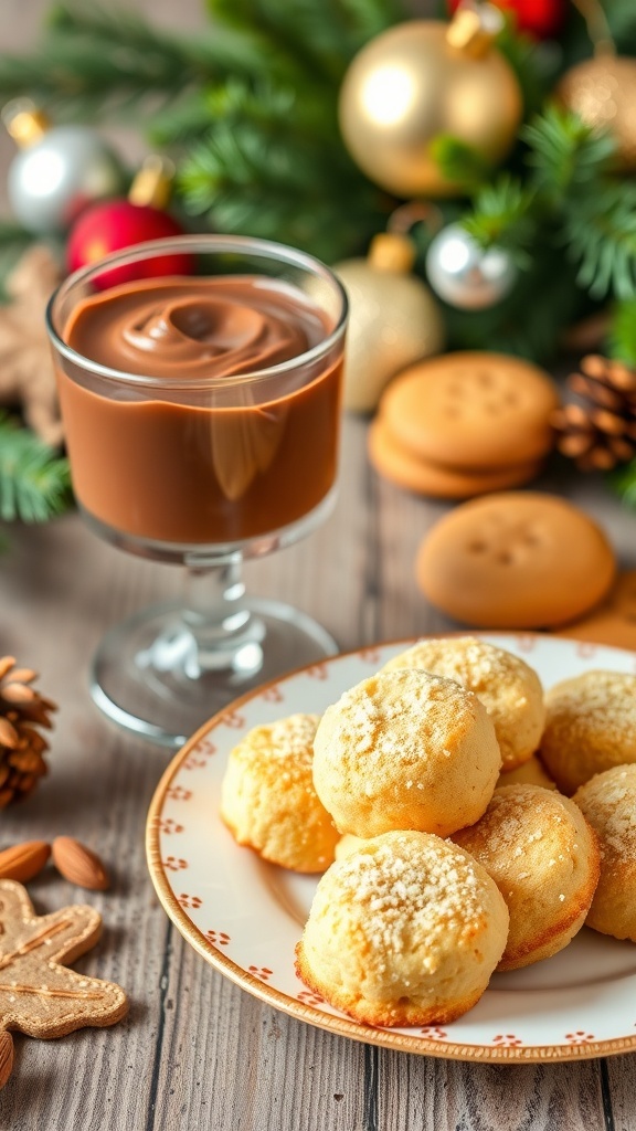 Gluten and Dairy Free Christmas Desserts A variety of gluten and dairy free Christmas desserts including chocolate mousse, coconut macaroons, and almond flour cookies on a festive table.